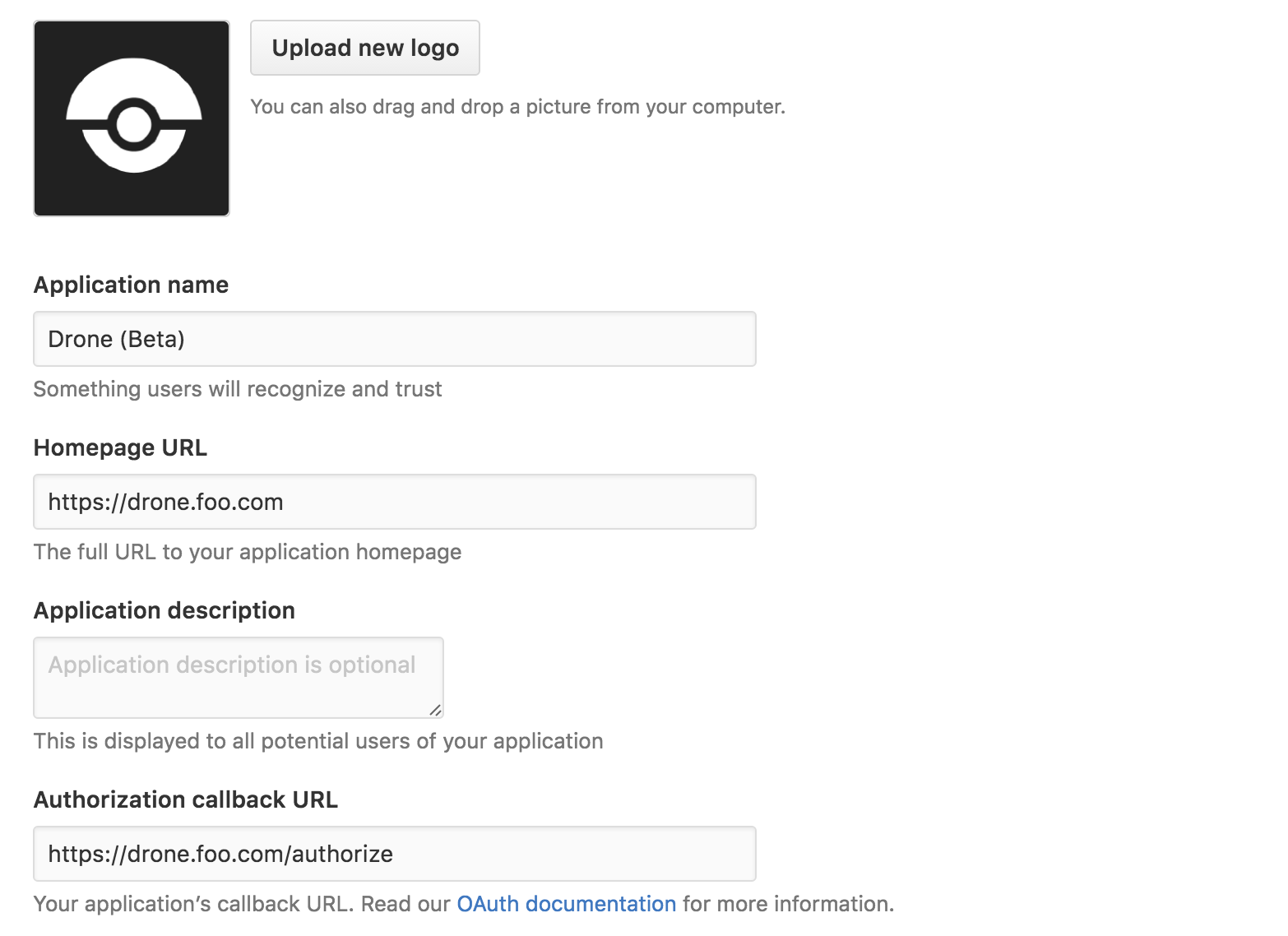 GitHub OAuth App Page